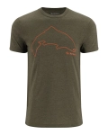 Simms Trout Outline T-Shirt Loden Heather S